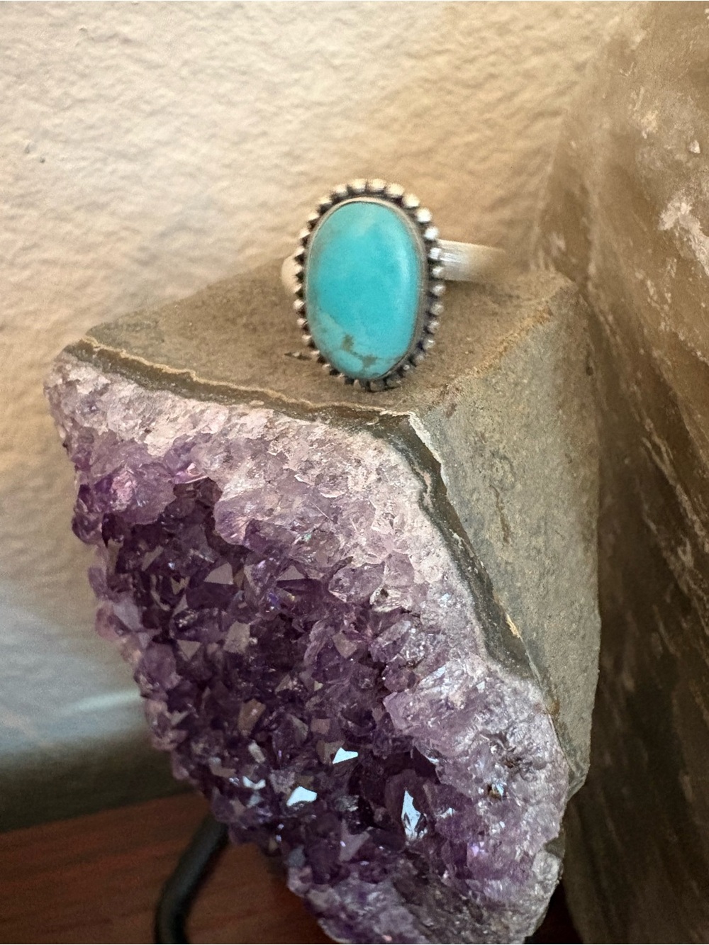 Sterling Silver Number 8 Turquoise Adjustable Ring - Picture 2 of 8